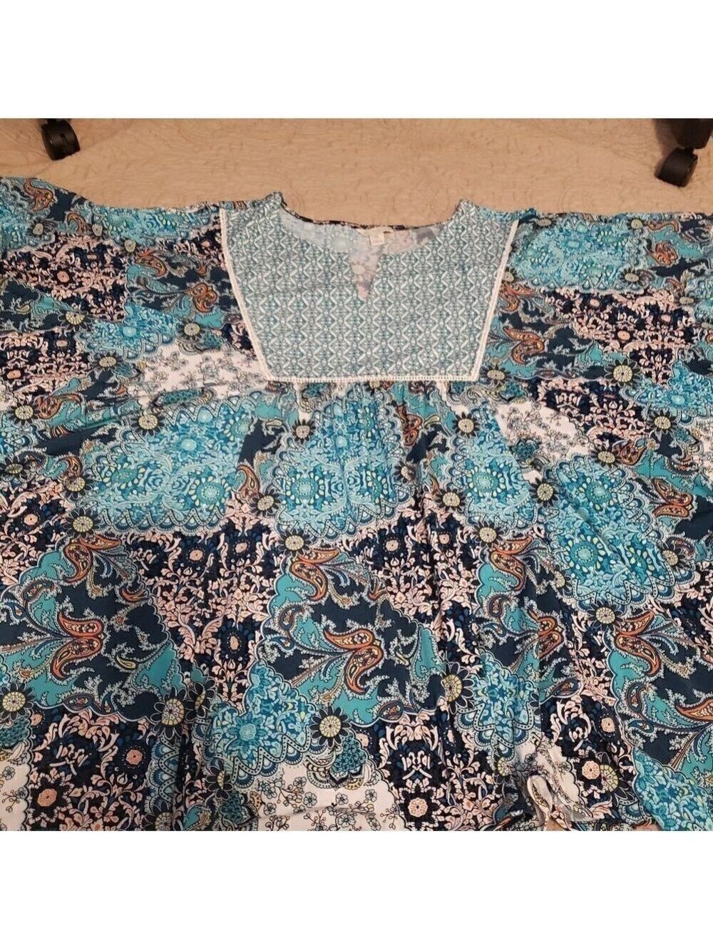 CATO Est 1946 Bright Paisley Dolman Sleeve Top